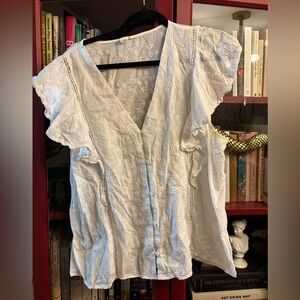 Beautiful 100% cotton eyelet peasant top